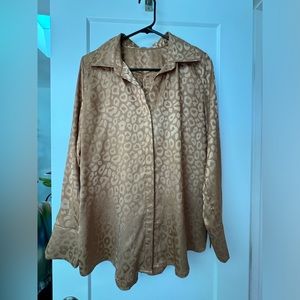 Gold satin long sleeve blouse